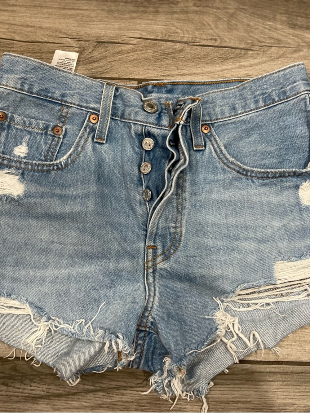 Levi's Light Blue Distressed Denim Jean Shorts